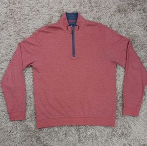 Johnnie-O Mens Red 1/4 Zip Pullover Sweater Sz M